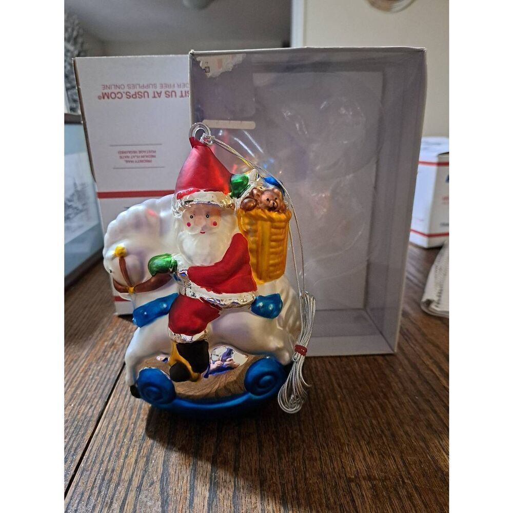 Department 56 Mercury Glass Rocking Horse Santa Holiday Christmas Ornament